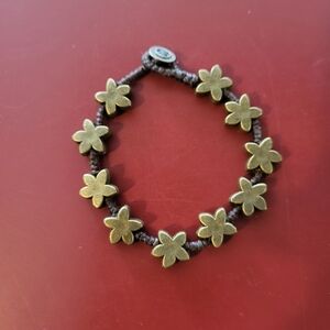Small Vintage Boho Flower Bracelet Brass